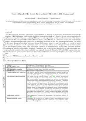 PDF Document Cover - API Management Focus Area Maturity Model (API-m-FAMM): Dataset and Analysis