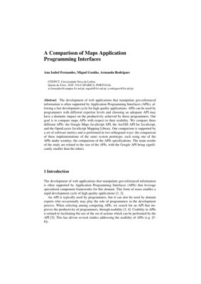 Kifuniko cha Waraka PDF - Uchambuzi Linganishi wa API za Ramani: Vipimo vya Uwezo wa Matumizi na Tathmini ya Utendaji