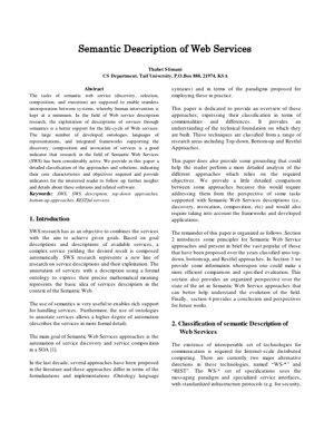 Kifuniko cha Waraka PDF - Maelezo ya Kisemantiki ya Huduma za Wavuti: Uainishaji na Uchambuzi
