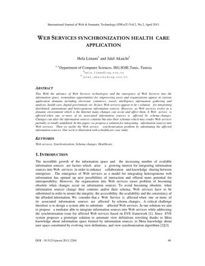 PDF Document Cover - Web Services Synchronization in Dynamic Environments: A Schema Change Management Approach